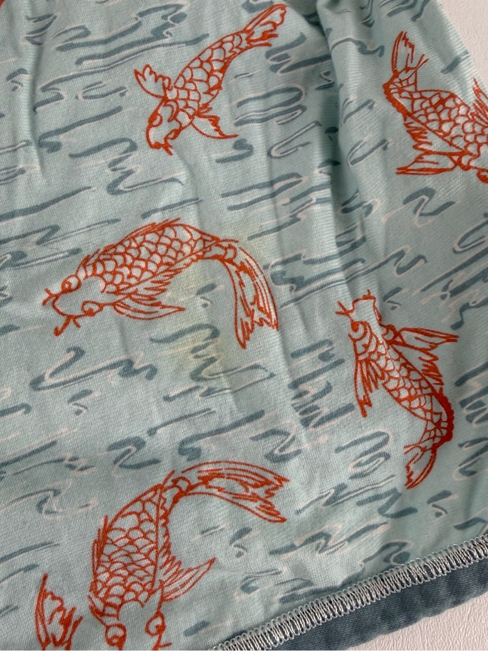 Garnet Hill Green Cotton Koi Fish Pajama Set L Blue Orange Cami Shorts - Picture 7 of 10
